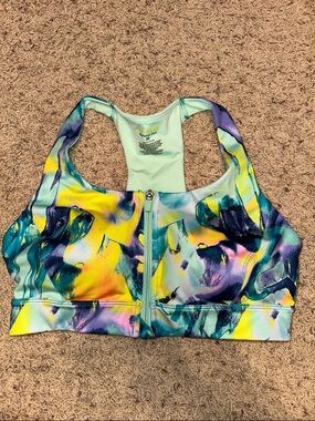 Tek Gear Multicolor Front-Zip Racerback Sports Bra